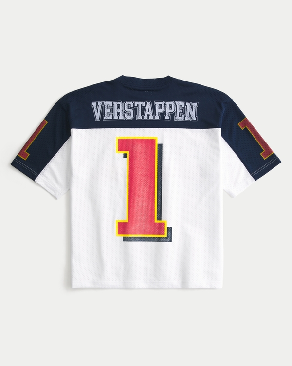 Boxy Crop Oracle Red Bull Graphic Jersey, White view 1