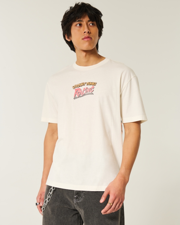 Boxy Looney Tunes Racing Graphic Tee, Cream view 1