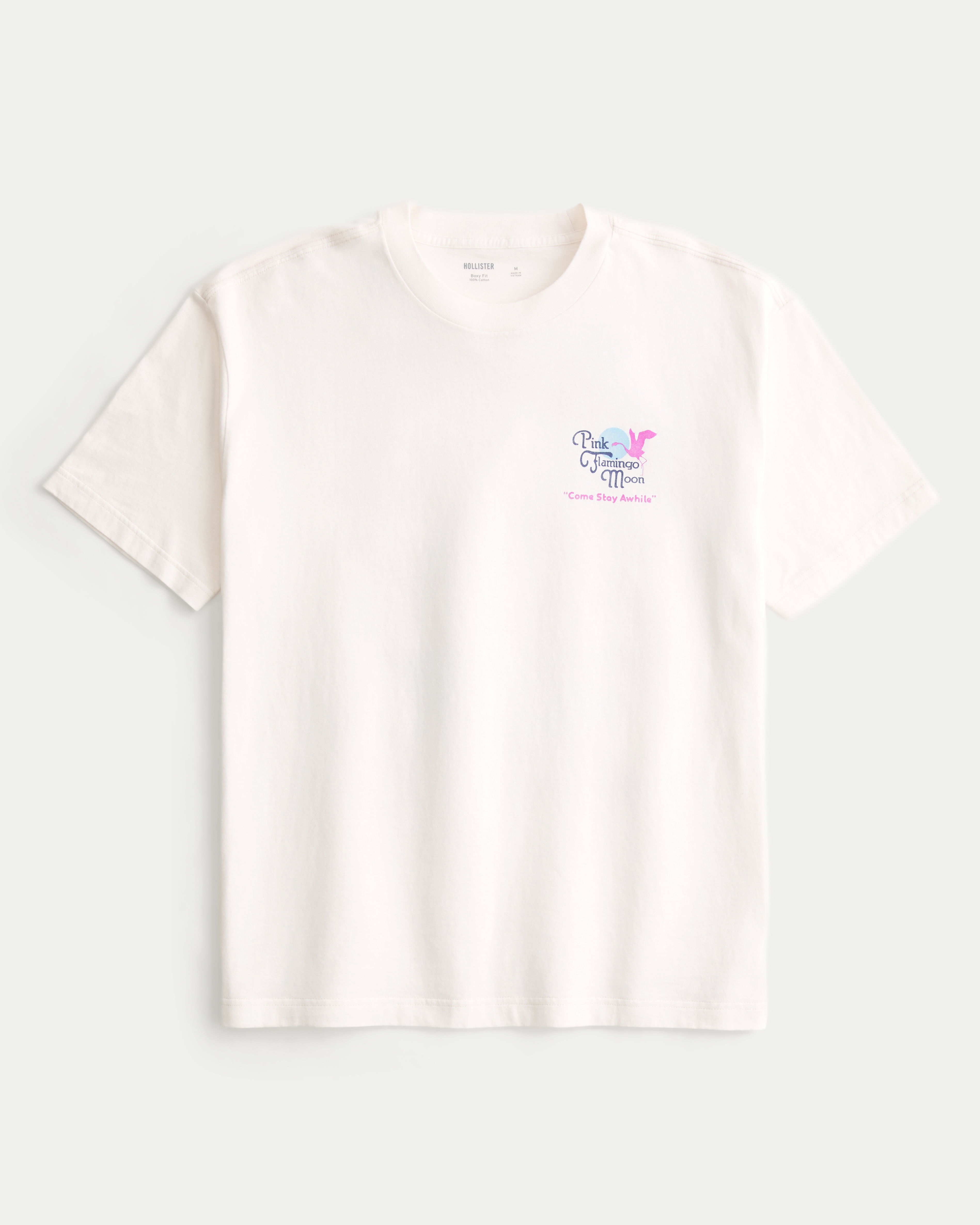 Boxy Pink Flamingo Moon Hotel Graphic Tee