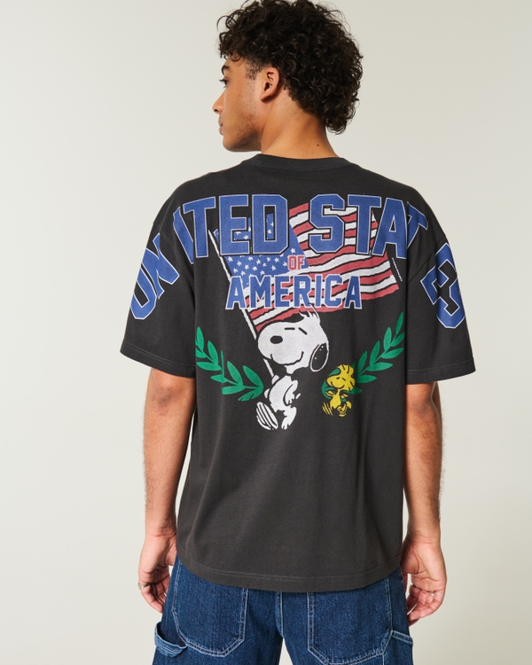 Boxy Snoopy USA Graphic Tee, Faded Black view 2