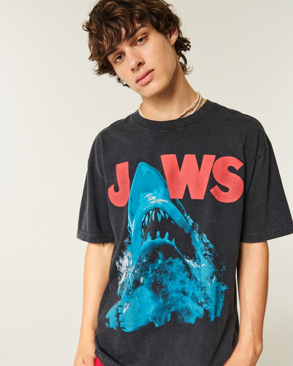 Boxy Jaws Graphic Tee, Washed Black view 1