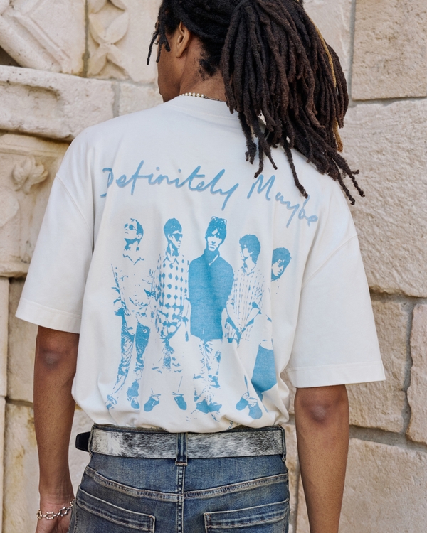 Boxy Heavyweight Oasis Graphic Tee, Cream view 1