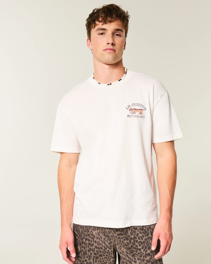 Boxy Lil Glizzy's Hot Dog Hut Graphic Tee