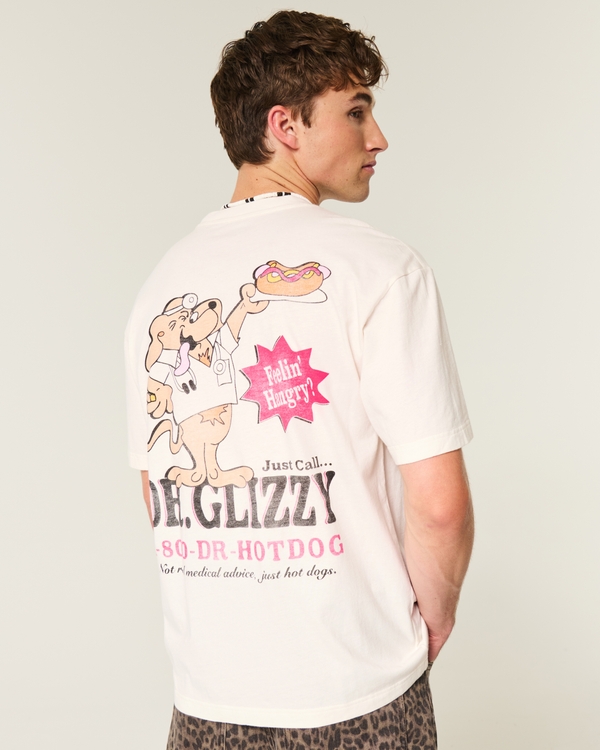 Krazy Dotty style⑥ オリジナル Men's Boxy Lil Glizzy's Hot Dog Hut Graphic Tee | Men's Sale