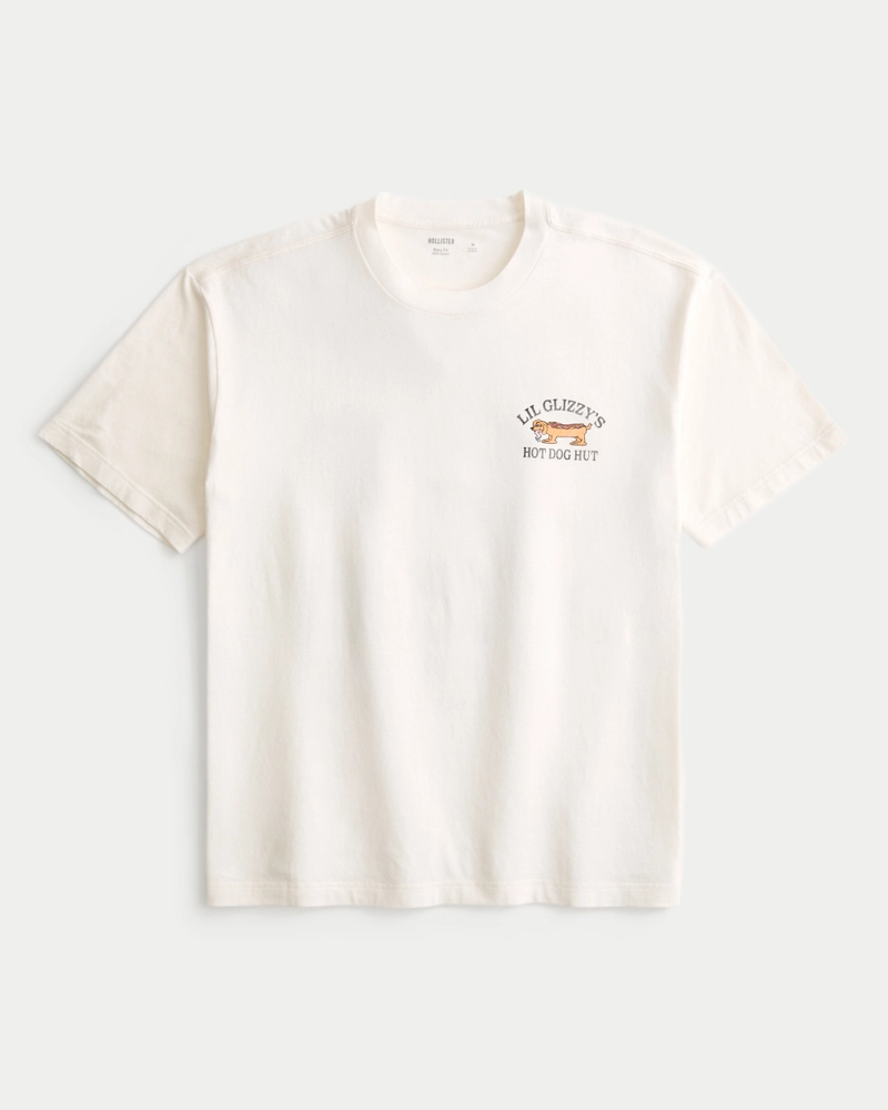 Boxy Lil Glizzy's Hot Dog Hut Graphic Tee