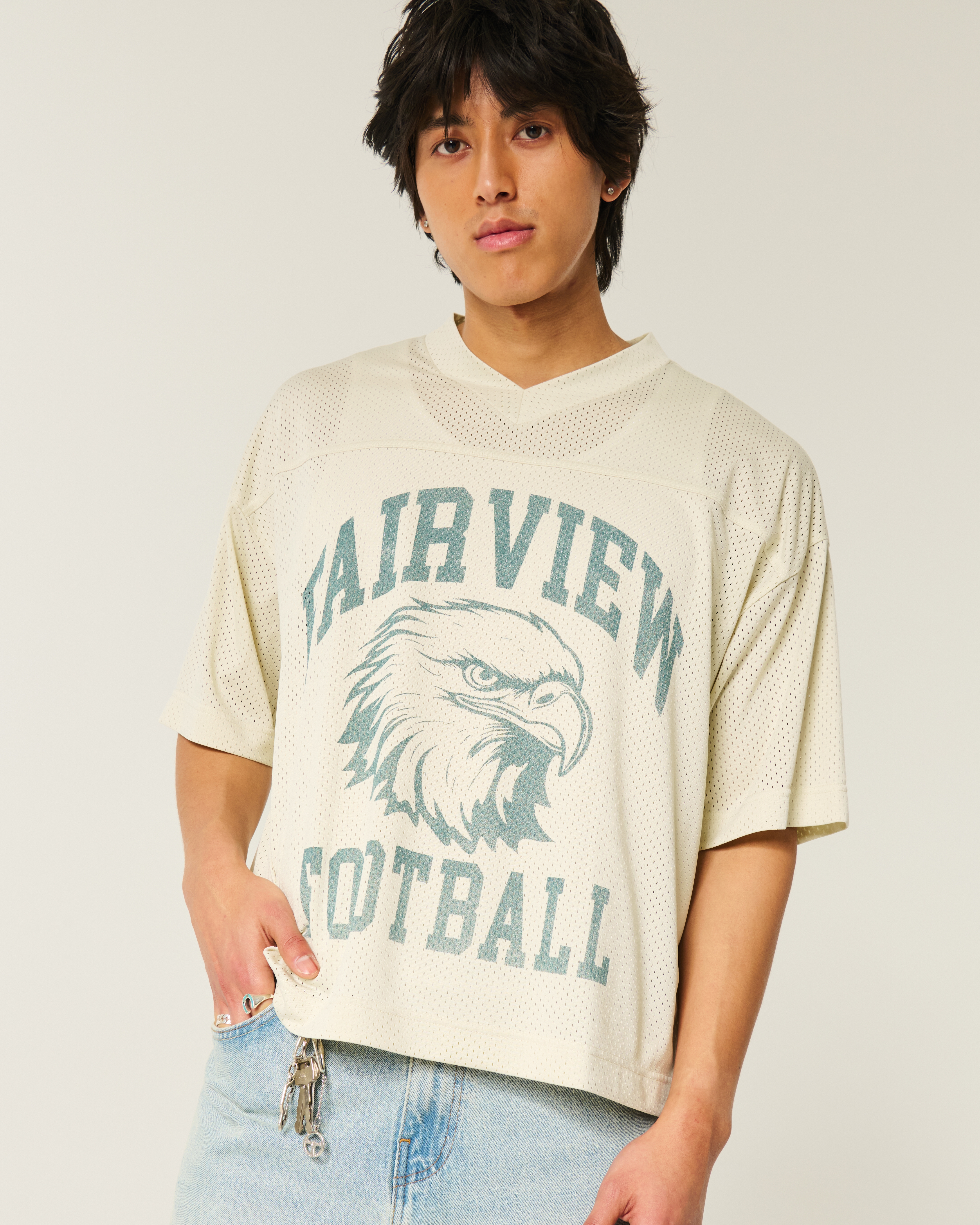 Boxy Crop Fairview Football Graphic Jersey