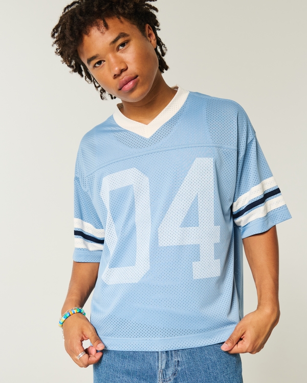 Boxy Crop Number Graphic Jersey, Light Blue view 2