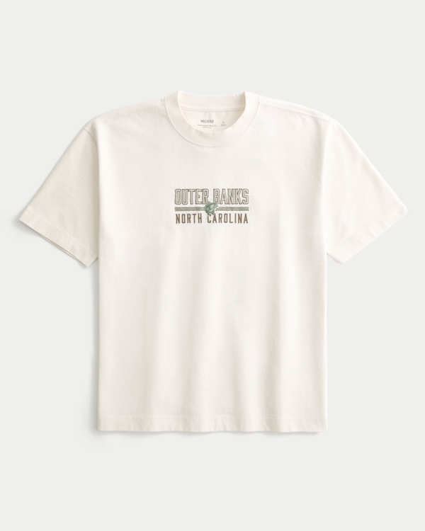 Boxy Heavyweight Outer Banks Graphic Tee, Cream view 1