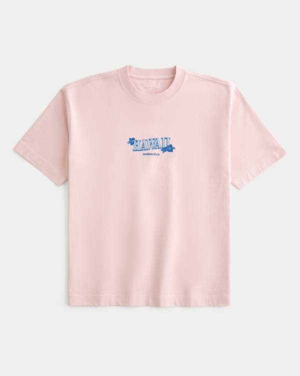 Boxy Heavyweight Hawaii Graphic Tee, Pink view 2