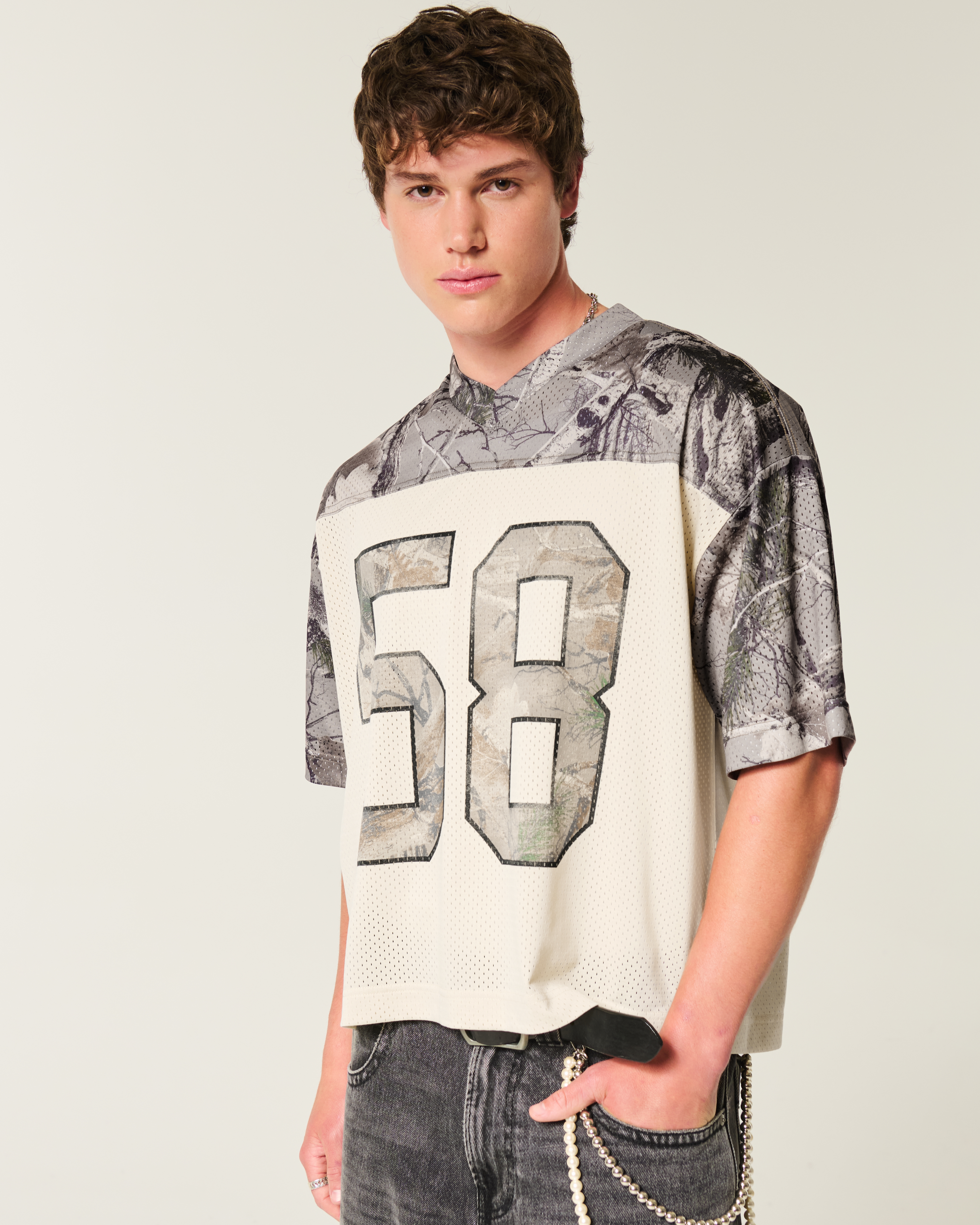 Boxy Crop Camo Football Jersey