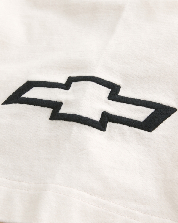 Baggy Heavyweight Crop Chevrolet Graphic Tee, Cream view 2