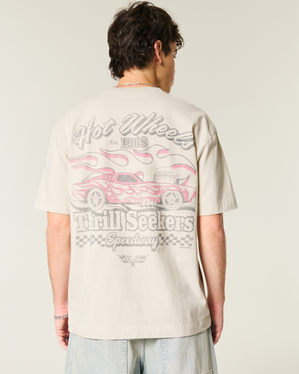Boxy Heavyweight Hot Wheels Graphic Tee, Cream view 1
