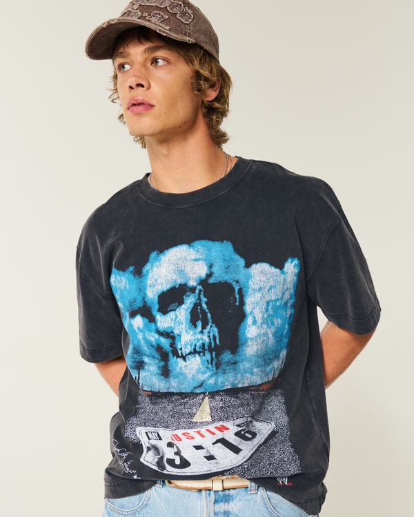 Boxy Heavyweight Stone Cold Steve Austin Graphic Tee, Washed Black view 2