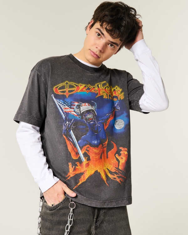 Boxy Heavyweight Ozzfest Graphic Tee, Washed Black view 2