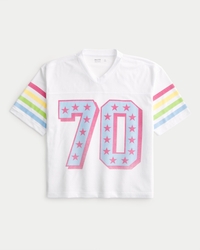 Boxy Crop Number Graphic Football Jersey