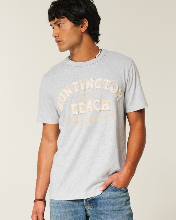 Huntington Beach Logo Graphic Tee, Light Heather Gray view 1
