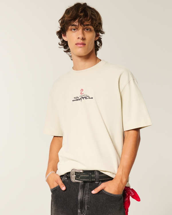 Boxy Heavyweight Toyota Supra Graphic Tee, Dark Cream view 1