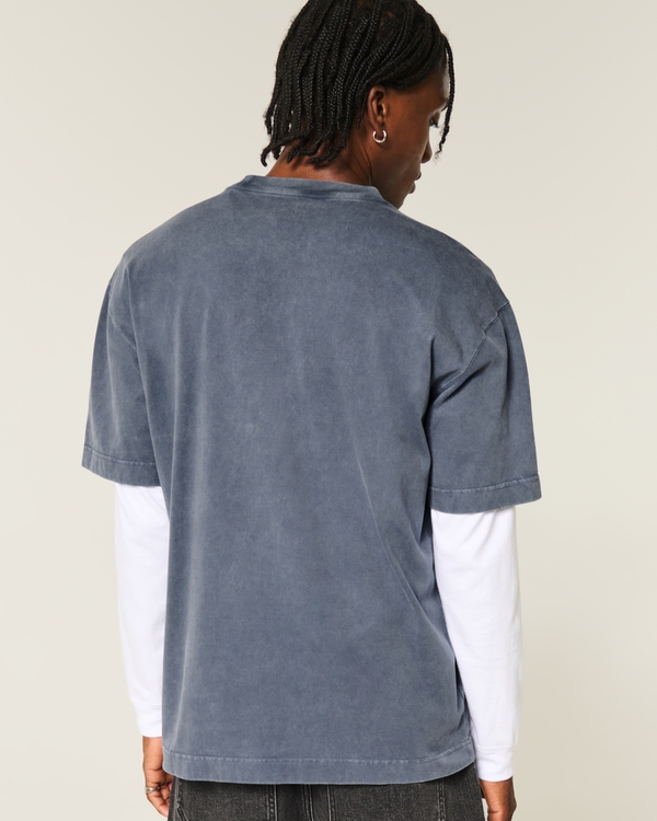 Boxy Heavyweight Ford Graphic Tee, Washed Dark Slate With Spray view 2