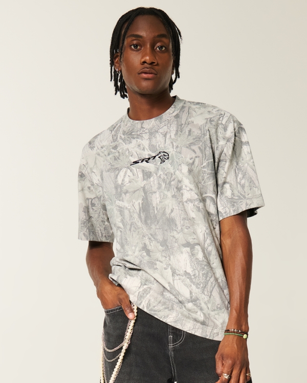 Boxy Heavyweight Camo Dodge Challenger SRT Graphic Tee, Cream Camo view 1