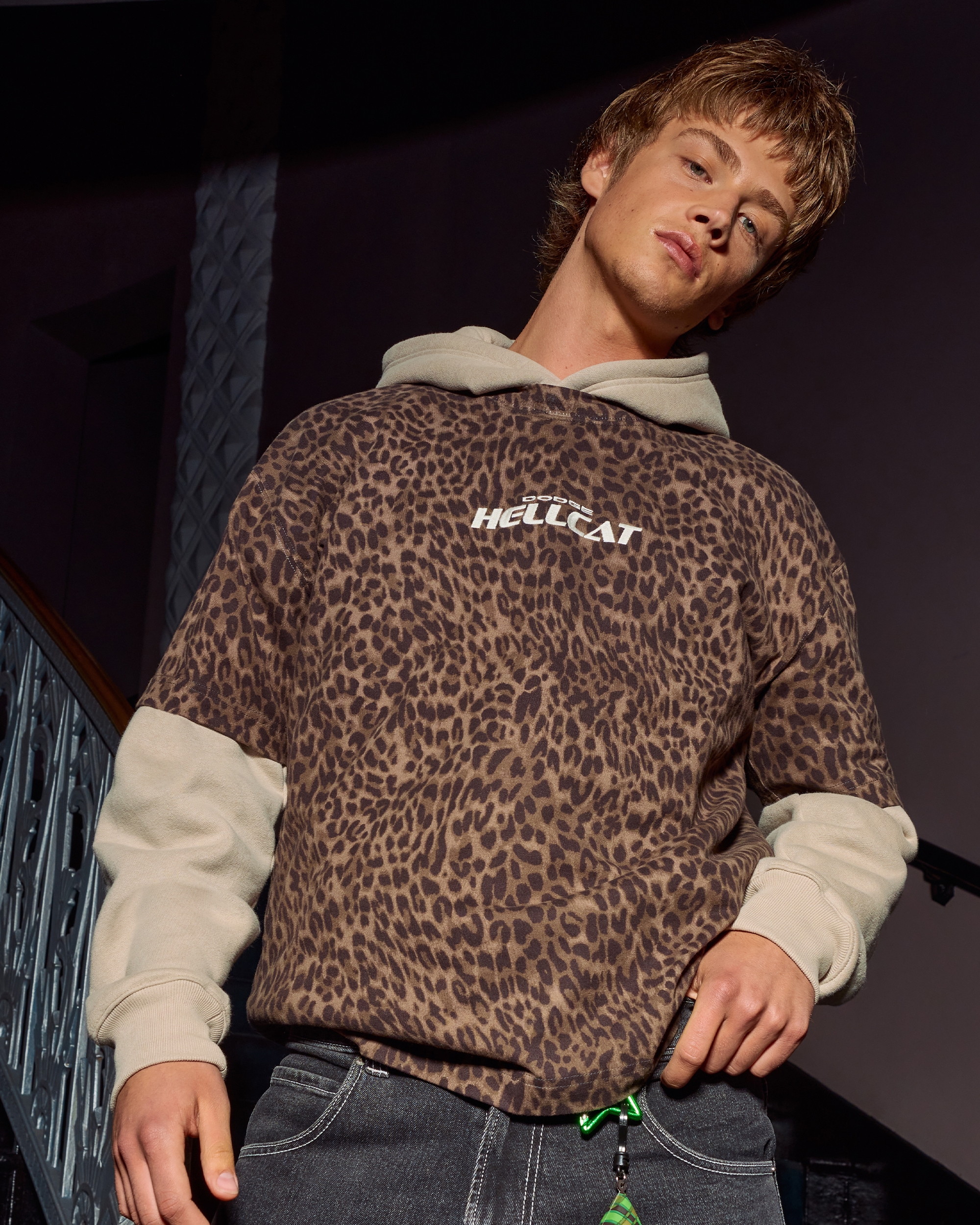 Boxy Heavyweight Leopard Print Dodge Hellcat Graphic Tee