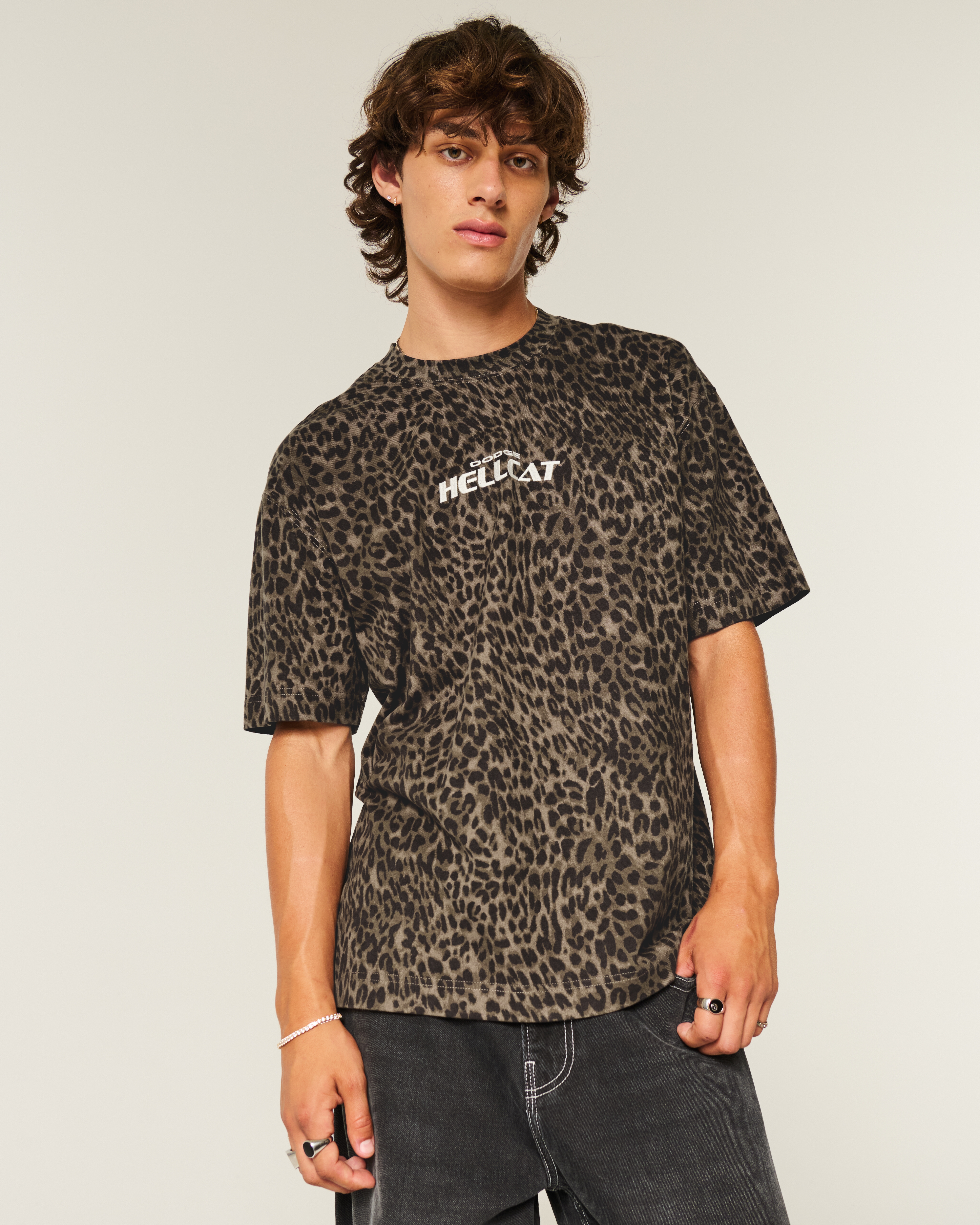 Boxy Heavyweight Leopard Print Dodge Hellcat Graphic Tee