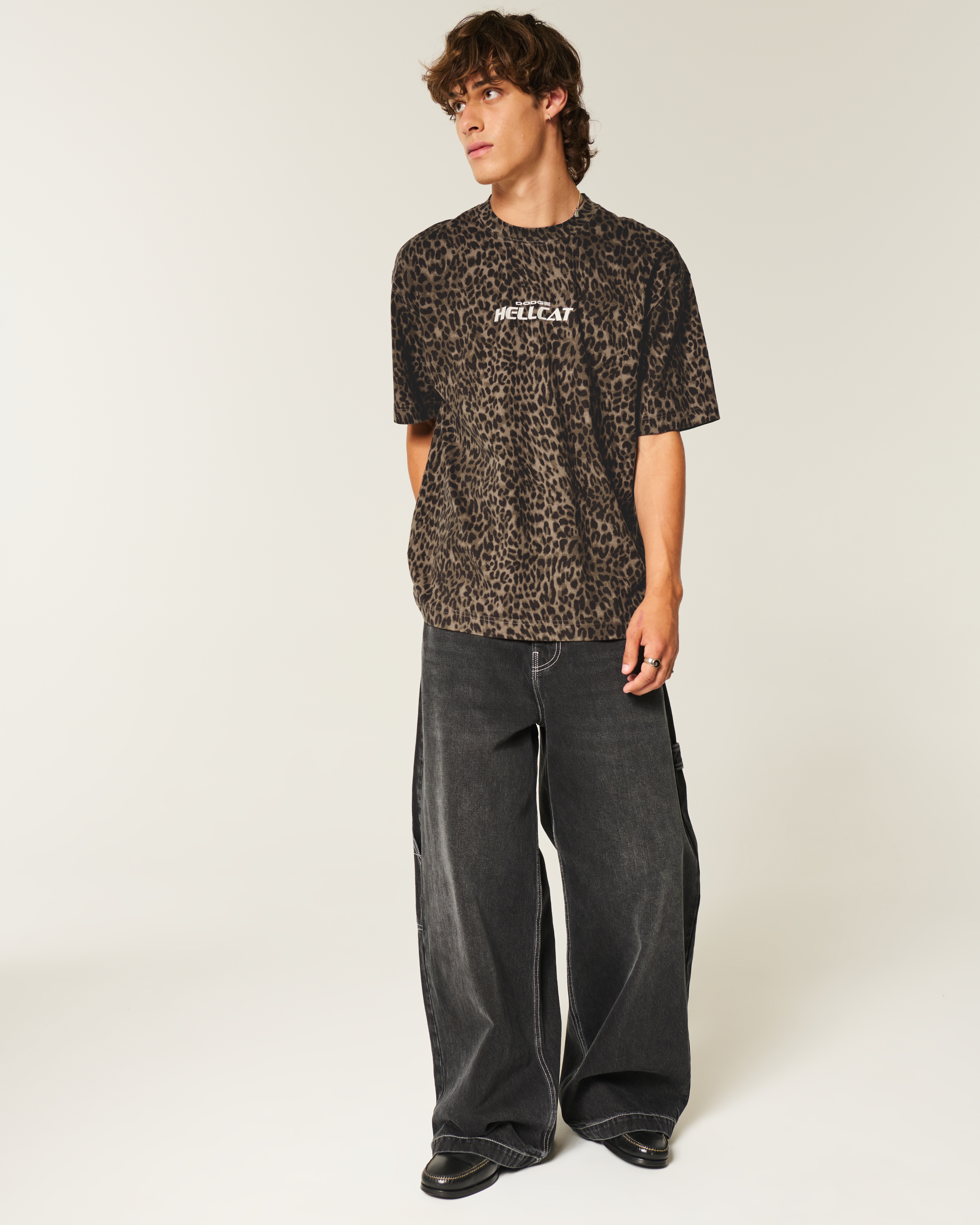 Boxy Heavyweight Leopard Print Dodge Hellcat Graphic Tee