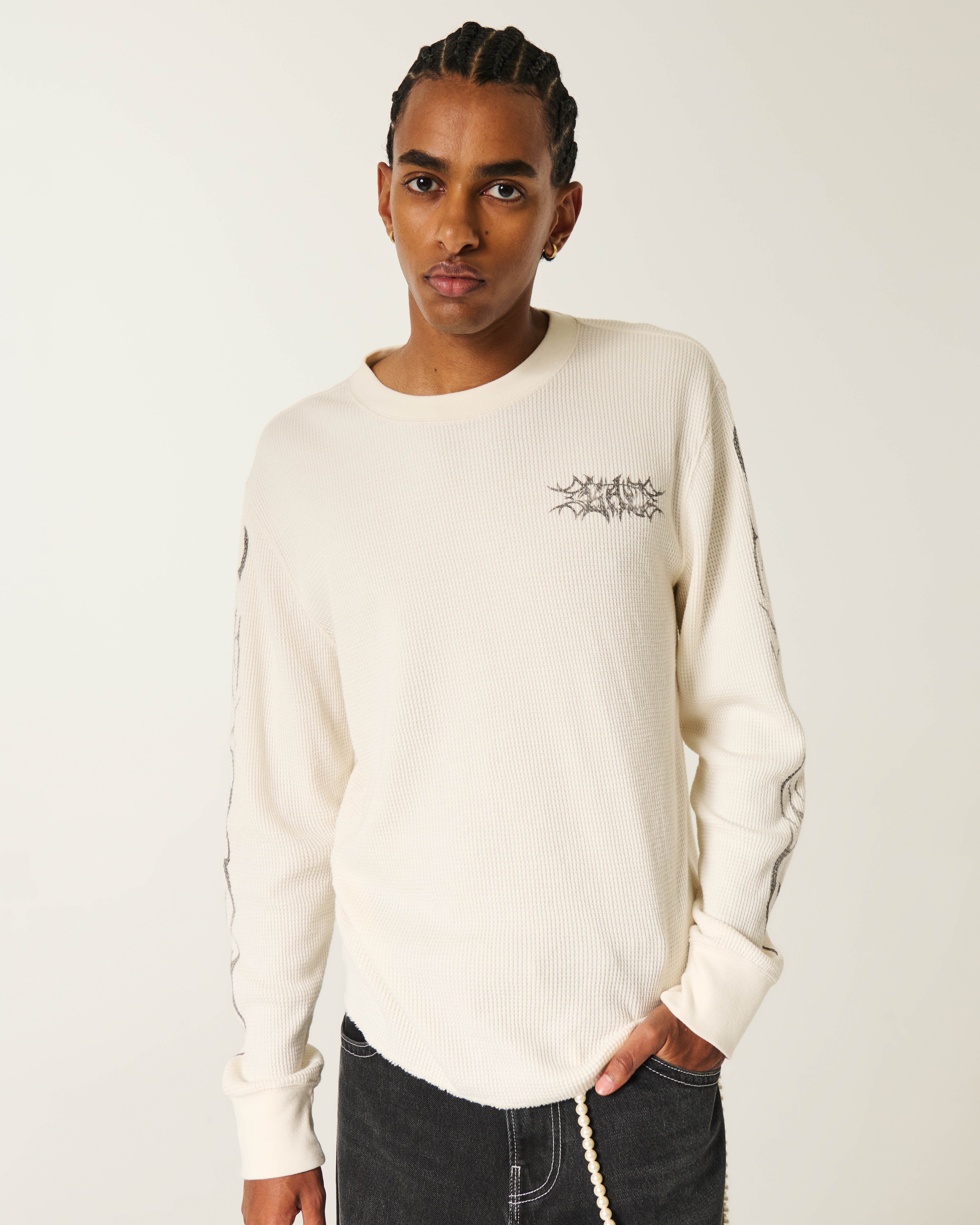 Graffiti Graphic Thermal Crew Shirt