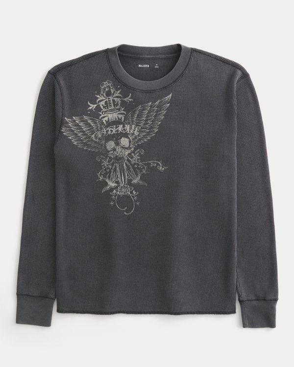 Skull Graphic Thermal Crew Shirt