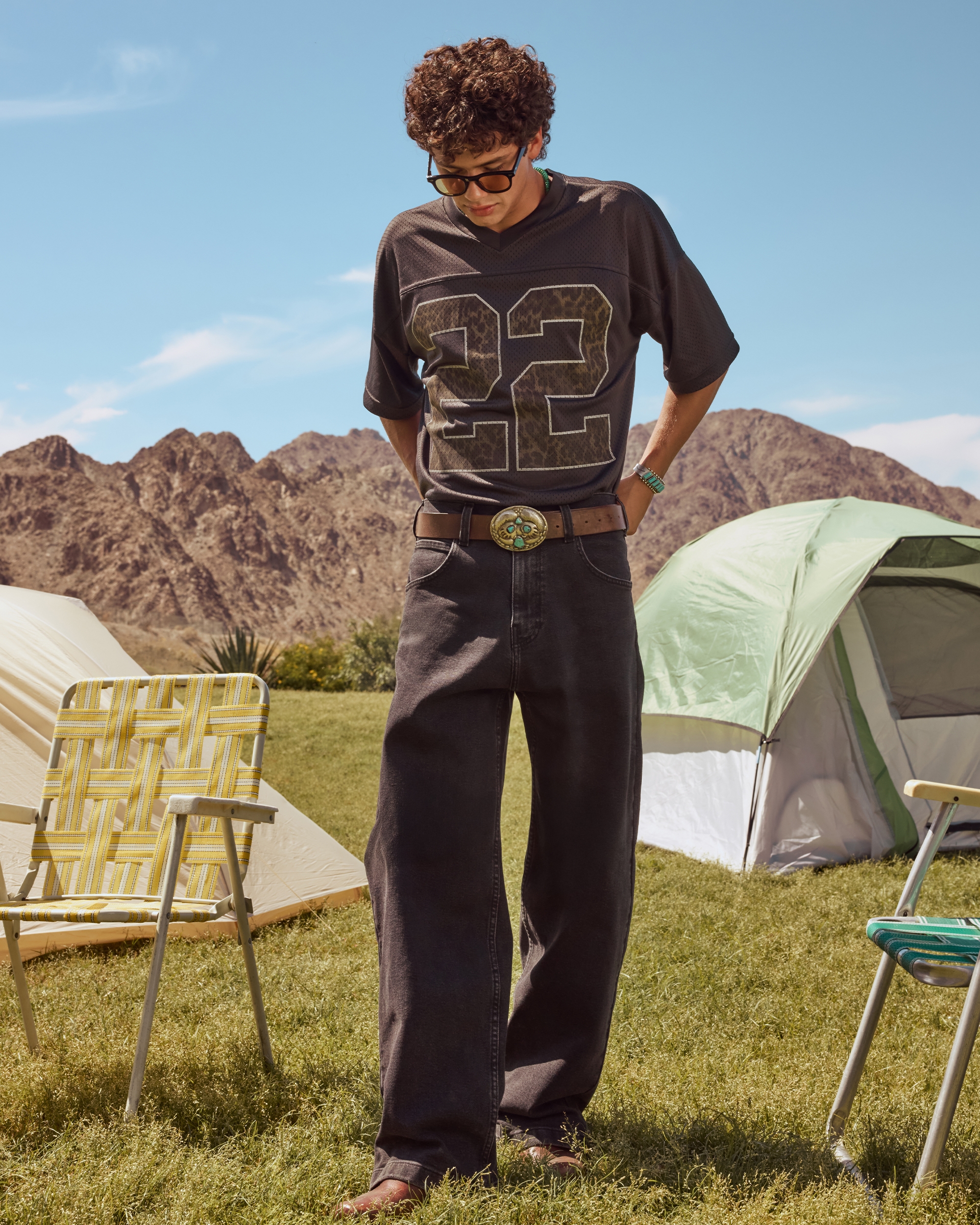 Baggy Pattern Graphic Football Jersey