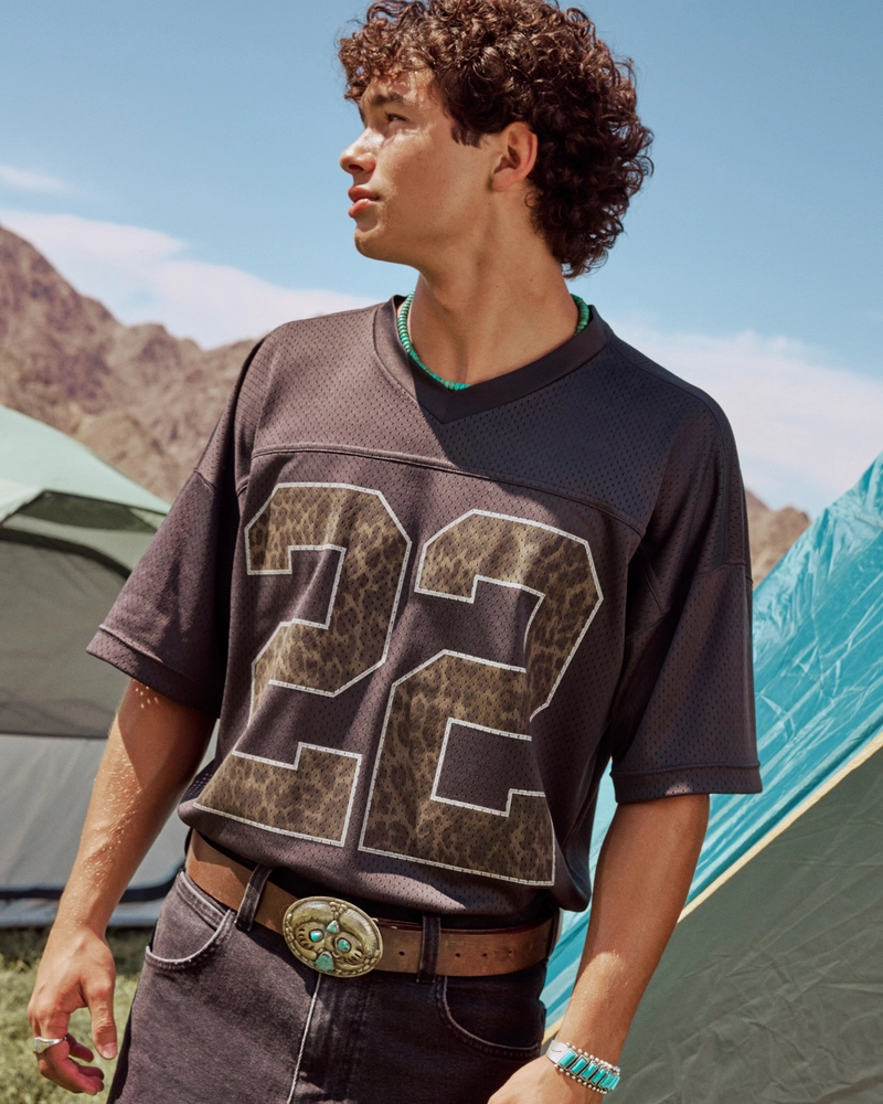 Baggy Pattern Graphic Football Jersey