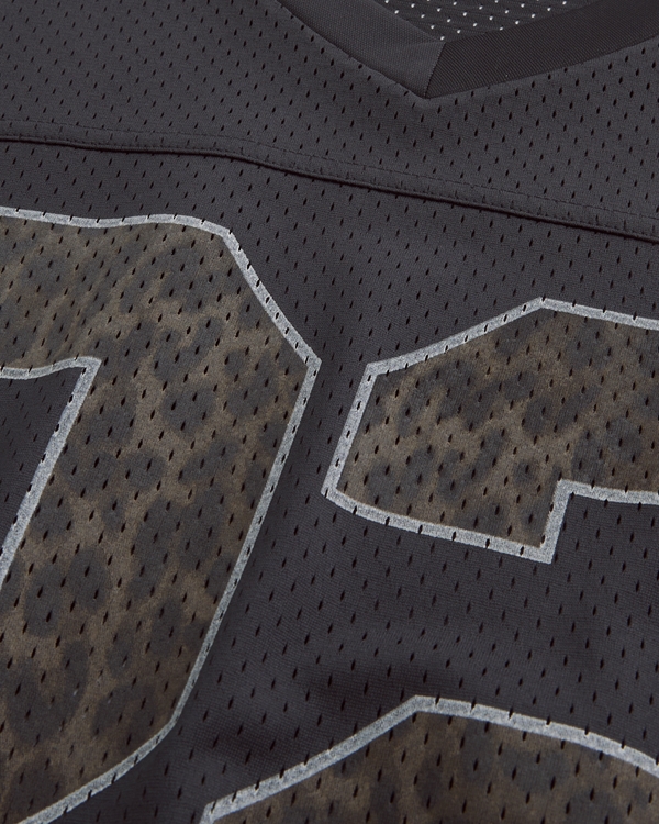 Baggy Pattern Graphic Football Jersey, Black view 2