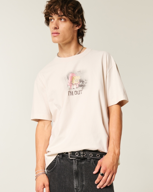 Boxy Heavyweight SpongeBob SquarePants Graphic Tee, Cream view 2