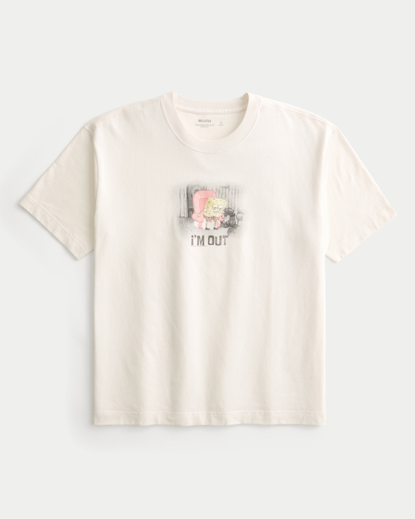 Boxy Heavyweight SpongeBob SquarePants Graphic Tee, Cream view 1