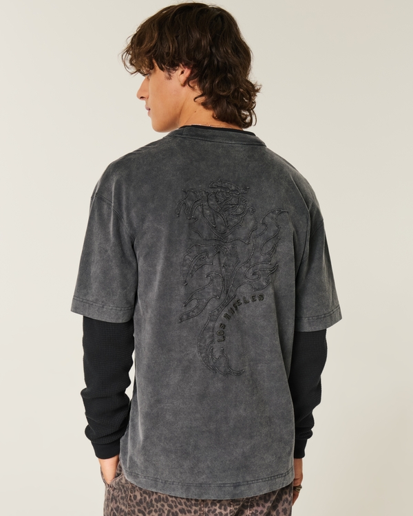 Boxy Heavyweight Los Angeles Graphic Tee, Washed Black view 1