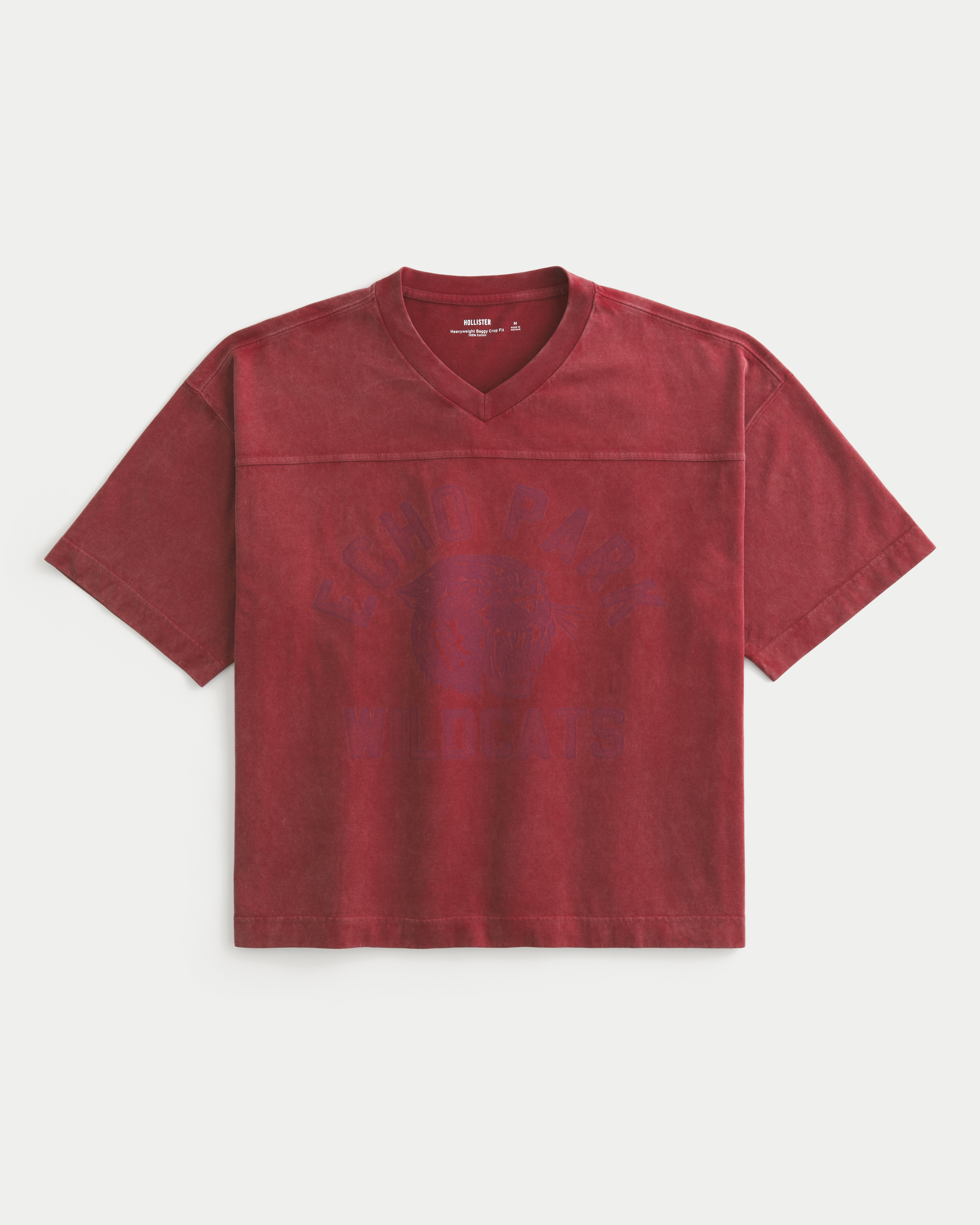 Heavyweight Baggy Crop Varsity Graphic Football Tee