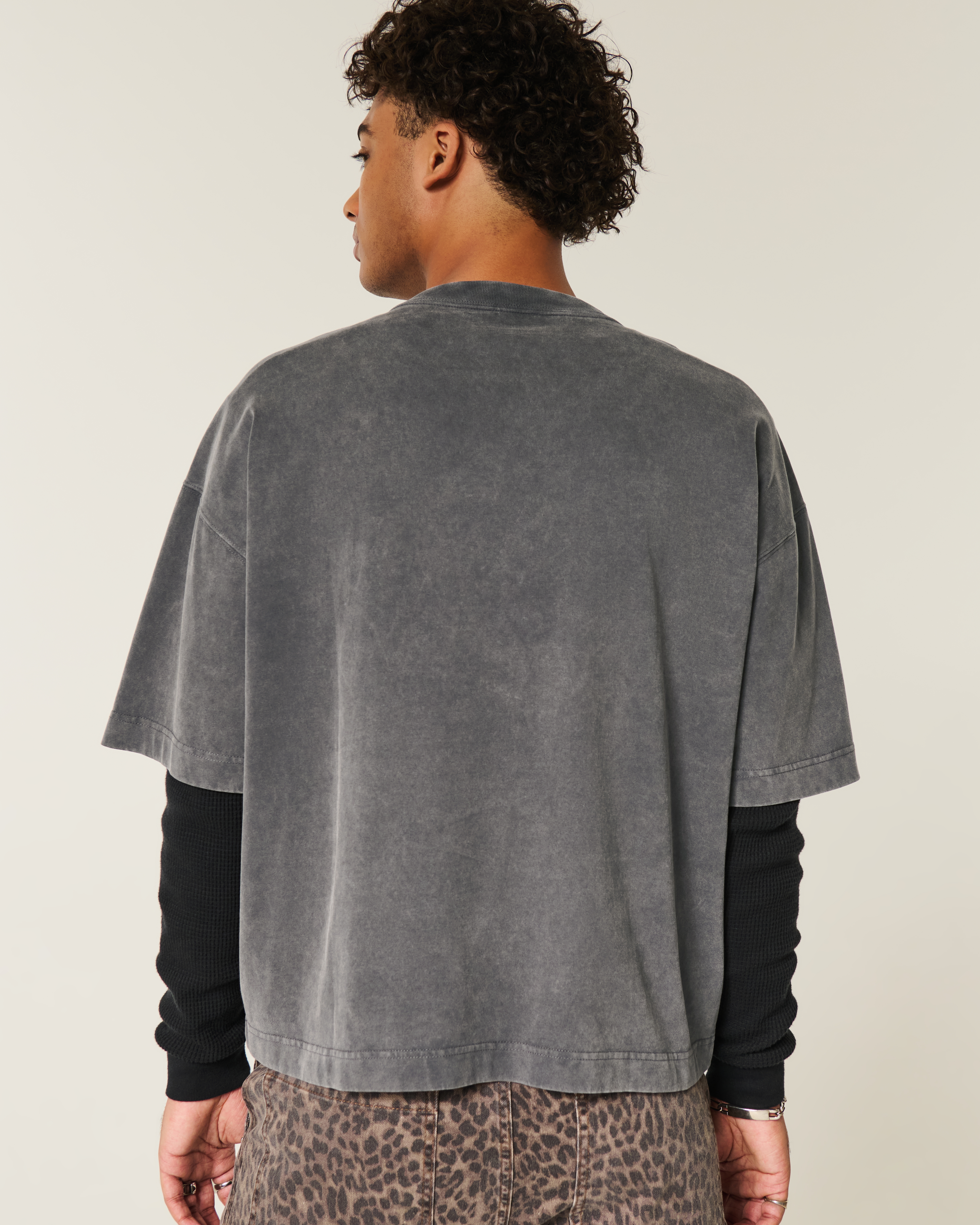 Men's Heavyweight Baggy Crop Varsity Graphic Football Tee