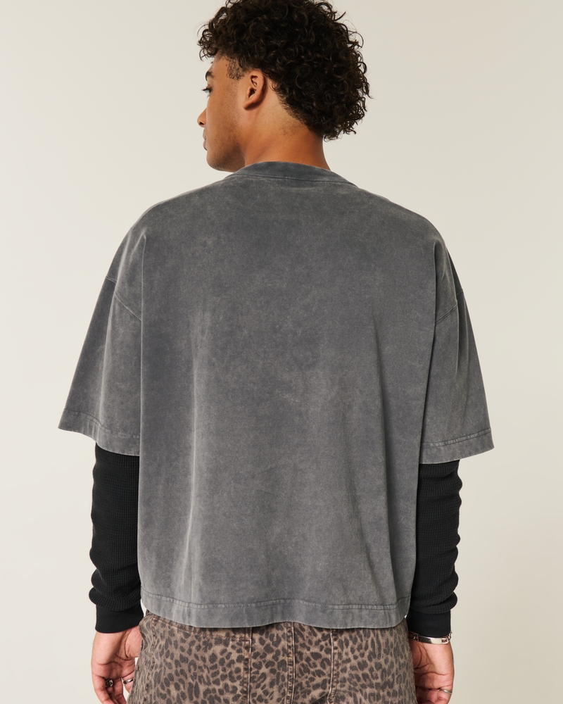 Heavyweight Baggy Crop Varsity Graphic Football Tee