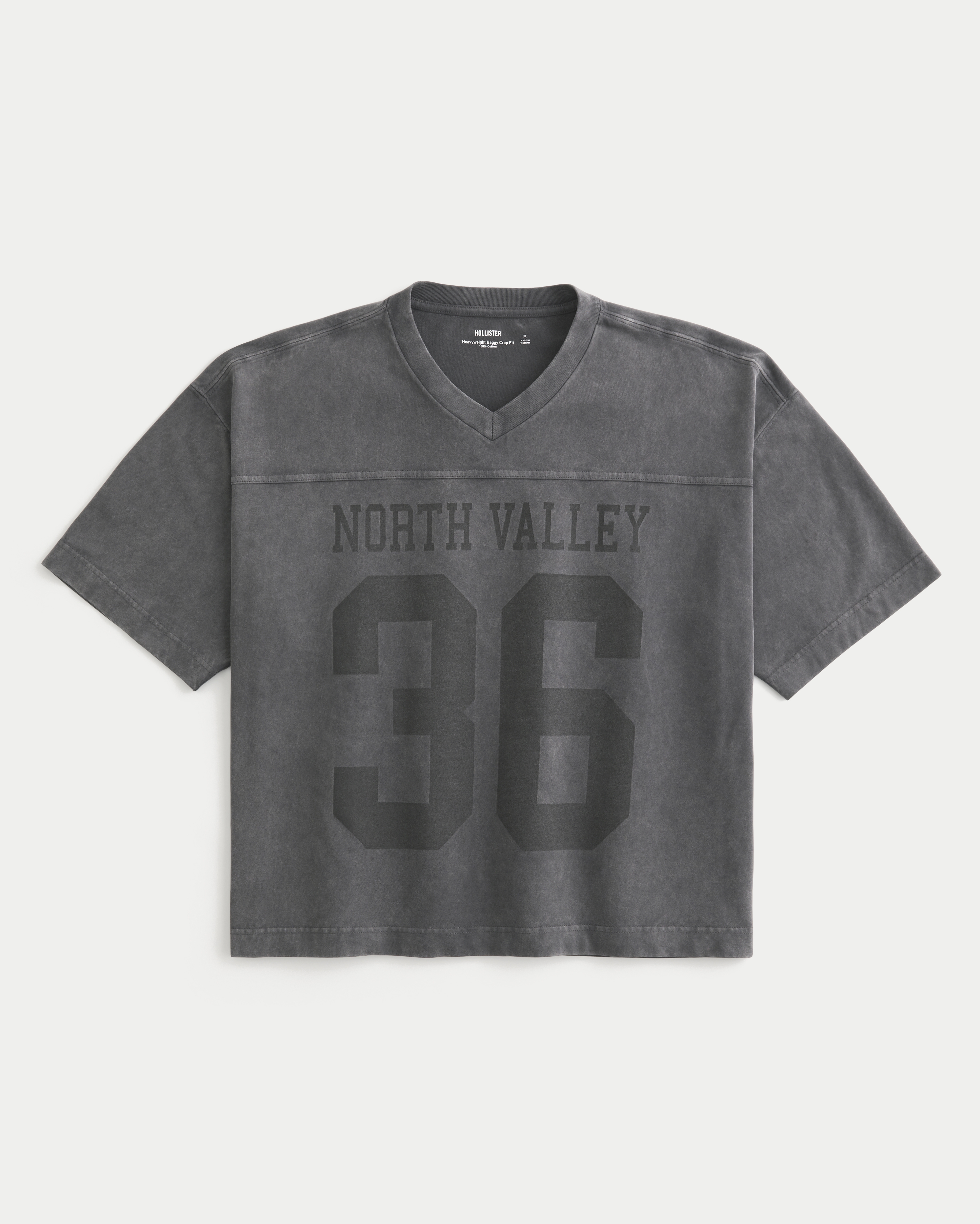 Heavyweight Baggy Crop Varsity Graphic Football Tee