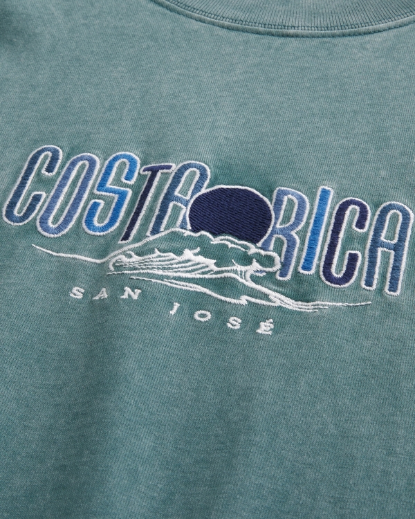 Boxy Heavyweight Costa Rica Graphic Tee, Washed Dark Teal view 2