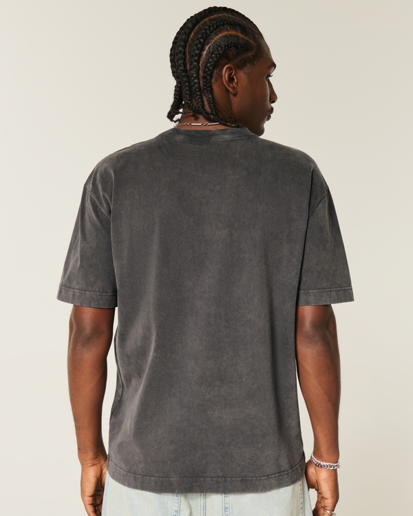 Boxy Heavyweight Oahu Graphic Tee, Washed Black view 2
