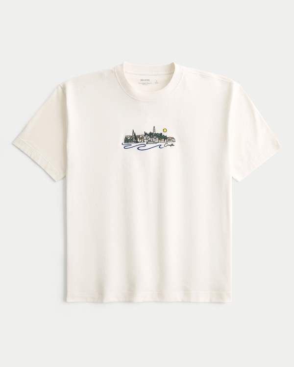 Boxy Heavyweight Croatia Graphic Tee, Cream view 1