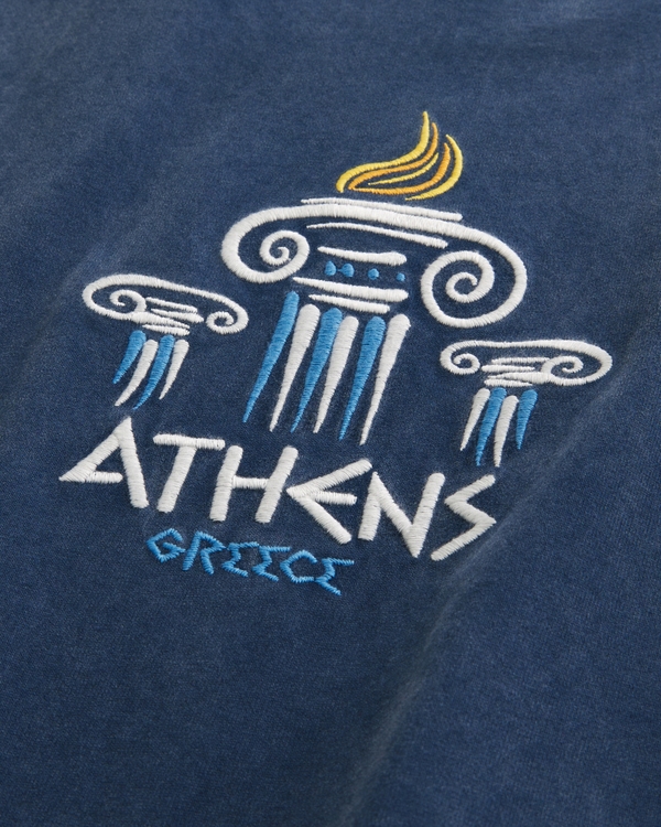 Boxy Heavyweight Athens Graphic Tee, Washed Navy view 2