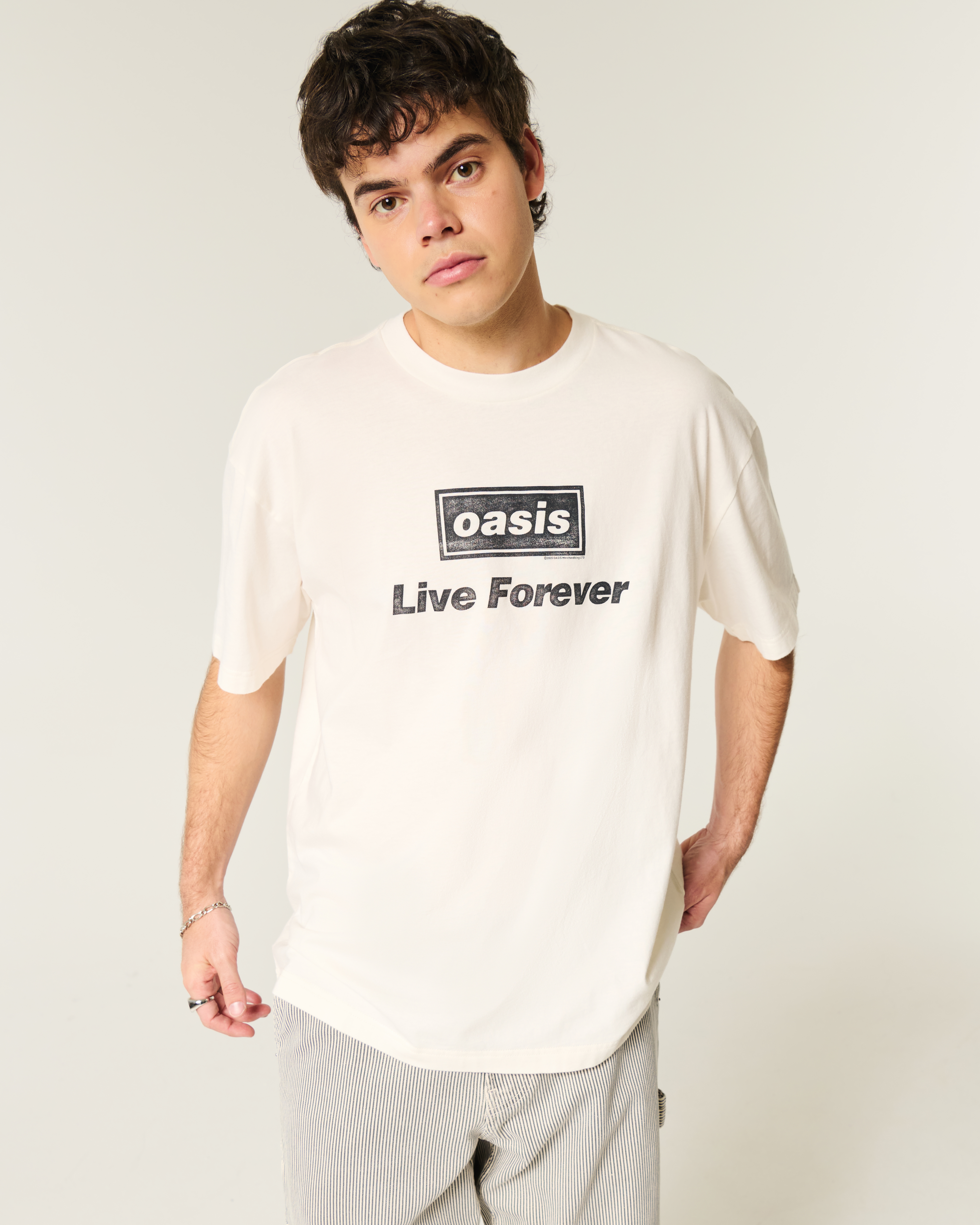 OASIS オアシス/LIVE FOREVER/プリント/Tシャツ/ホワイト/白/SIZE：M