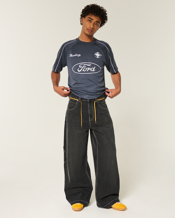 Boxy Ford Mustang Graphic Soccer Jersey, Faded Navy view 2