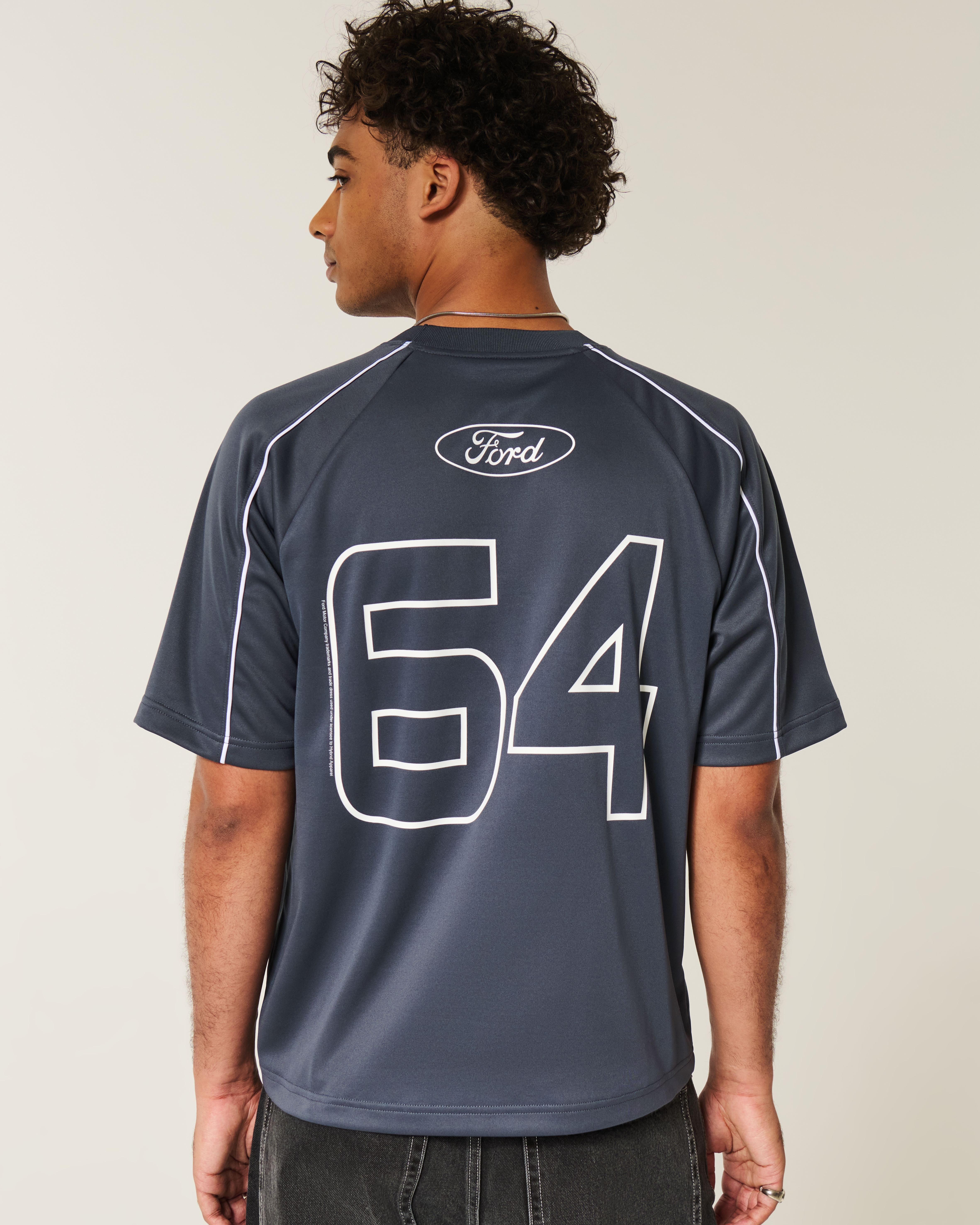 【IONSEOUL】Crop Venta Mustang 4FM149 Hombres Camiseta de fútbol americano corte cuadrado con