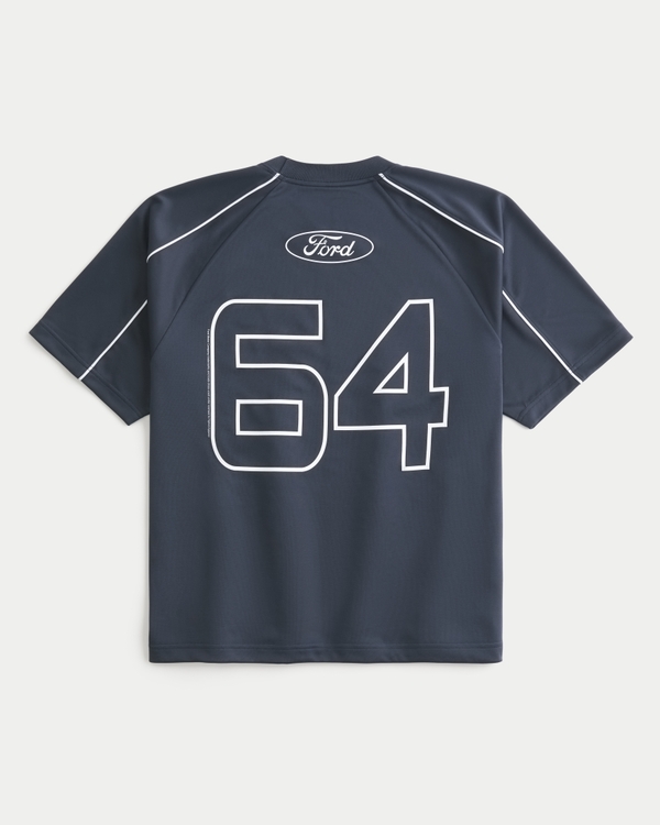 Boxy Ford Mustang Graphic Soccer Jersey, Faded Navy view 1
