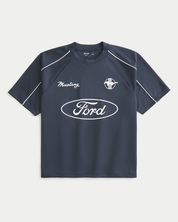 Boxy Ford Mustang Graphic Soccer Jersey, Faded Navy view 2