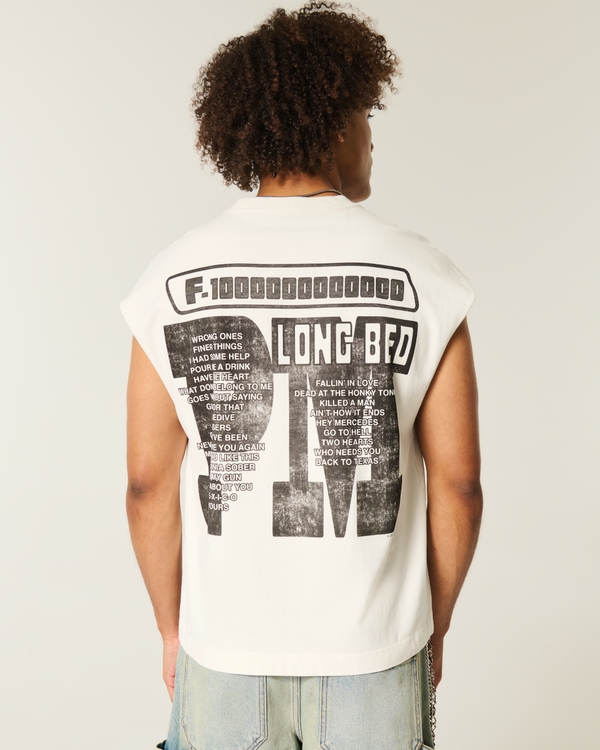 Boxy Heavyweight Post Malone Graphic Tank, Cream view 2
