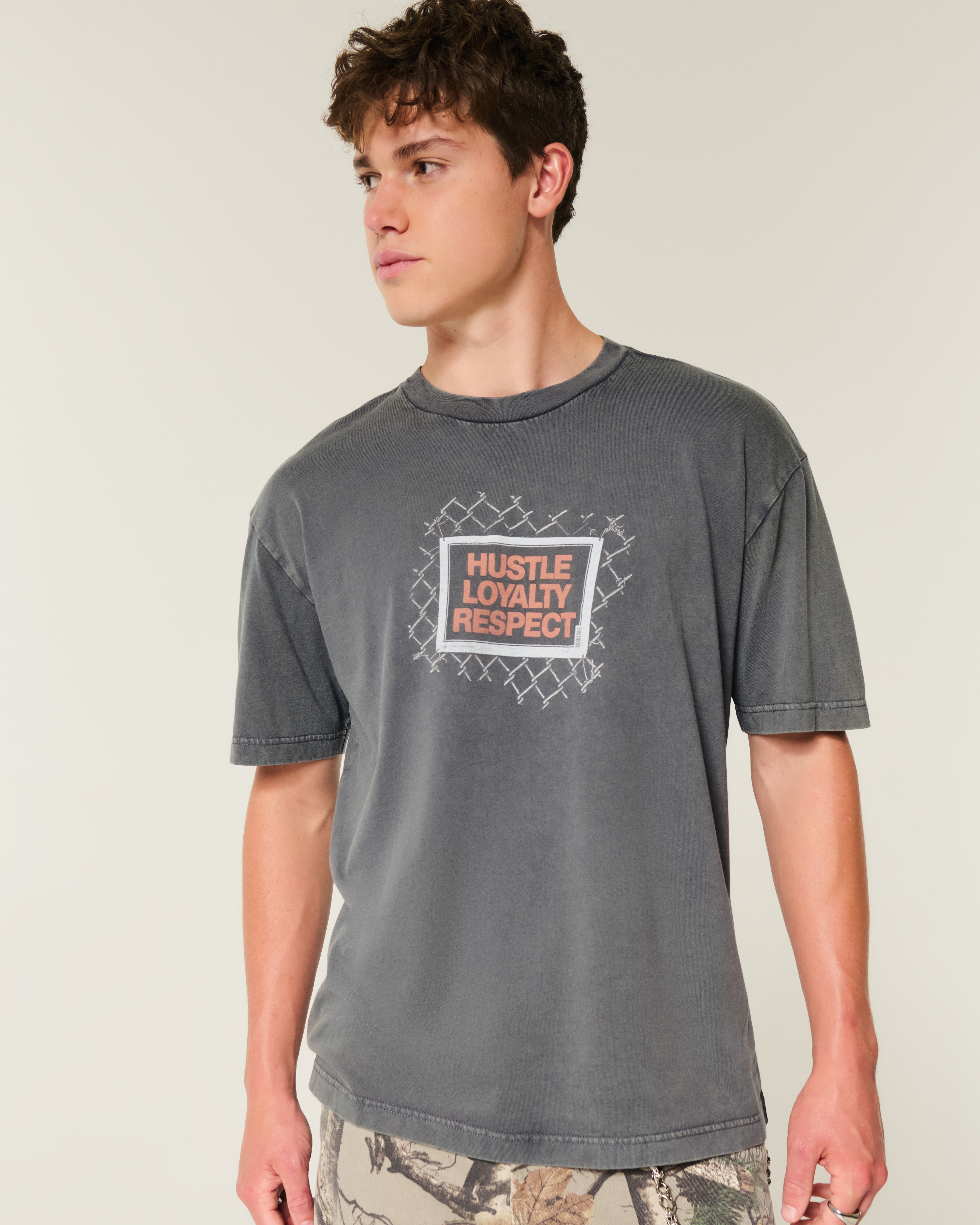 Boxy John Cena Hustle Loyalty Respect Graphic Tee