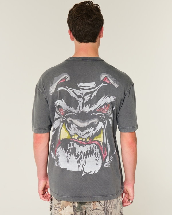 Boxy John Cena Hustle Loyalty Respect Graphic Tee, Washed Dark Gray view 2